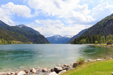 Lake Achensee on a sunny windy and couldy day at Achenkirch