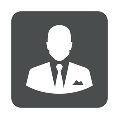 Icono plano empresario en cuadrado gris