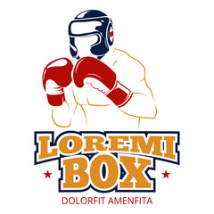 Boxing athlet poster design - colorful sport banner isolated on white