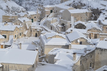 Matera - Sasso Caveoso con la neve
