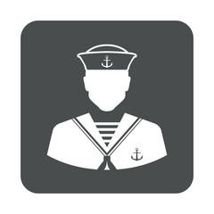 Icono plano marinero en cuadrado gris