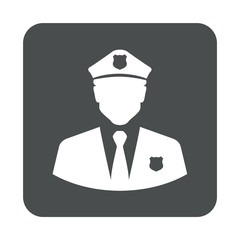 Icono plano policia en cuadrado gris