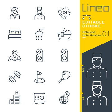 Lineo Editable Stroke - Hotel line icons
Vector Icons - Adjust stroke weight - Expand to any size - Change to any colour