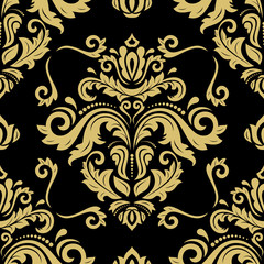 Orient vector classic golden pattern. Seamless abstract background with repeating elements. Orient background