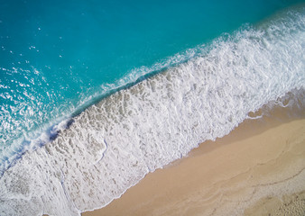 Aerial of Kathisma beach in Lwfkada island Greece