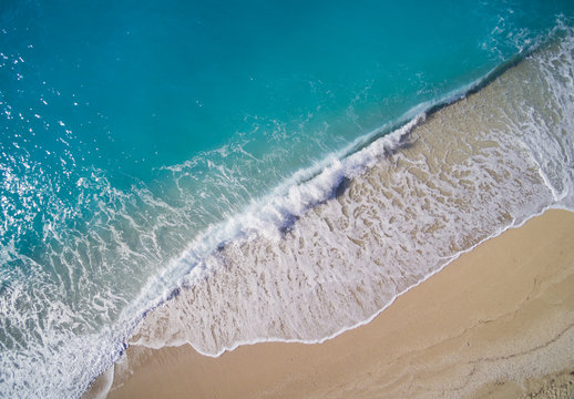 Aerial of Kathisma beach in Lwfkada island Greece