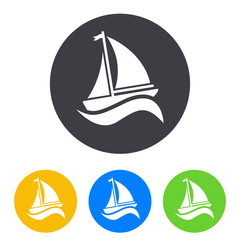 Icono plano velero con ola en circulo varios colores