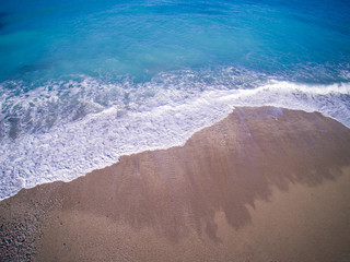 Aerial of Kathisma beach in Lwfkada island Greece