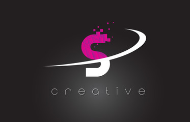 S Creative Letters Design With White Pink Colors