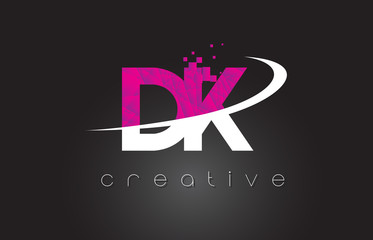 DK D K Creative Letters Design With White Pink Colors