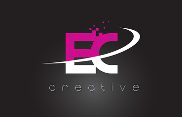 EC E C Creative Letters Design With White Pink Colors