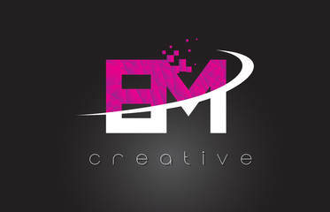 EM E M Creative Letters Design With White Pink Colors