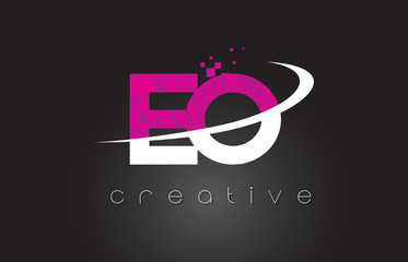 EO E O Creative Letters Design With White Pink Colors