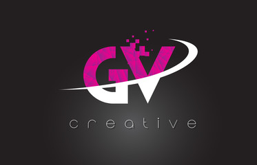 GV G V Creative Letters Design With White Pink Colors