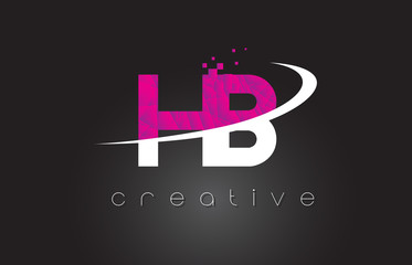 HB H B Creative Letters Design With White Pink Colors