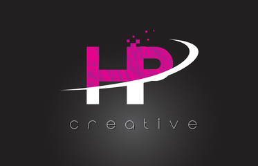 HP H P Creative Letters Design With White Pink Colors