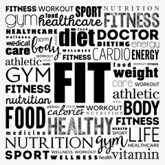 Fototapeta premium FIT word cloud collage background, health concept