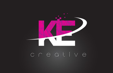 KE K E Creative Letters Design With White Pink Colors