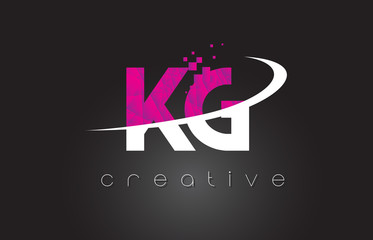 Fototapeta na wymiar KG K G Creative Letters Design With White Pink Colors