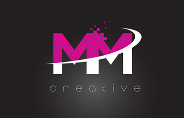 MM M M Creative Letters Design With White Pink Colors