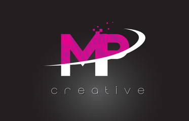 MP M P Creative Letters Design With White Pink Colors