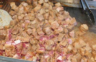 Meat fried.