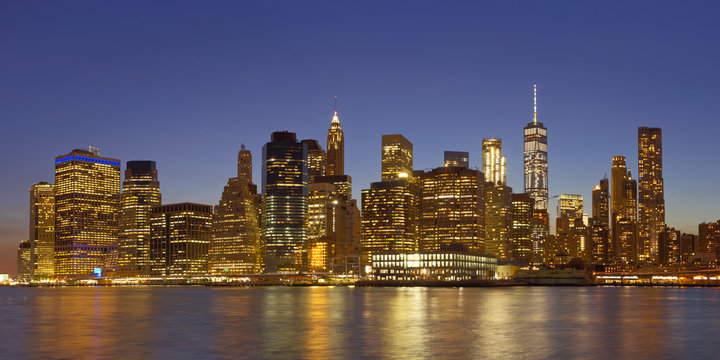 The New York City skyline at night