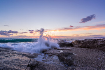 Sunset at the beach in Greece