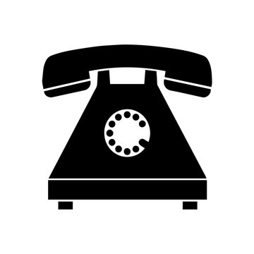 black silhouette old telephone vector