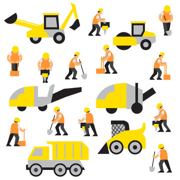 Road work icons or artworks elements set
