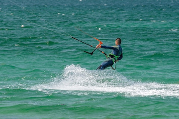 kite surfing in the ocean