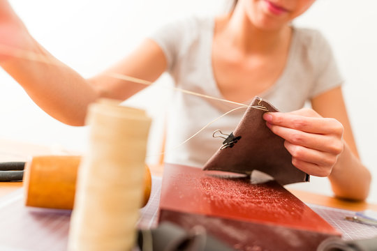 Handmade leather craft at home
