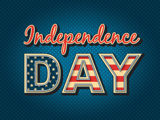 USA Independence day - stylized lettering with American flag colors.