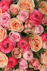 Fototapeta na wymiar Pink rose bridal bouquet
