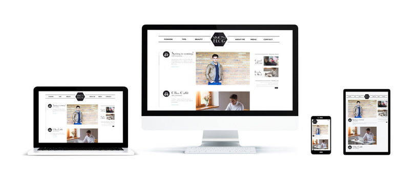 realistic devices isolated with responsive blog