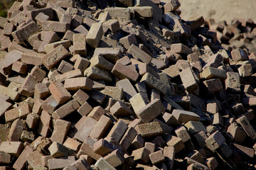 Pile of bricks on construction site