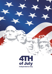 4th July Independence Day Rushmore USA flag - obrazy, fototapety, plakaty