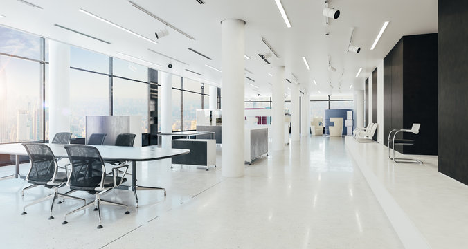 3d modern office space interior render