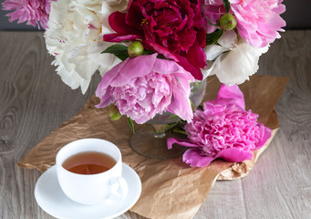 Still life with peonies