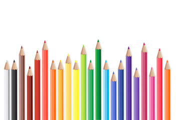 colored pencils row with wave on lower side,vector