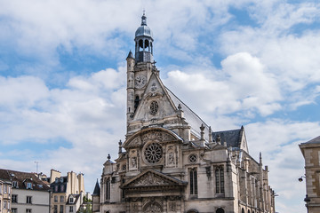 Church of Saint-Etienne-du-Mont (1494 - 1624) in Paris near Pantheon. It contains shrine of St. Genevieve - patron saint of Paris. Church also contains tombs of Blaise Pascal & Jean Racine. Details.