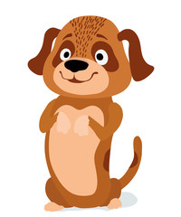 cartoon little cute dog begging. vector illustration