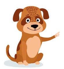 Obraz premium cute cartoon dog pointing. vector illustration