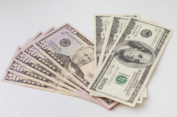 Close up view of pile of dollars