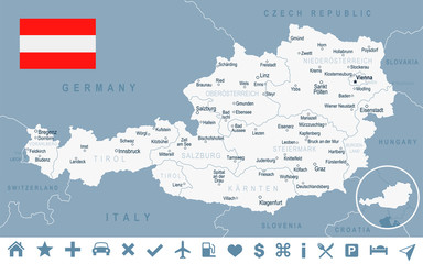 Austria - map and flag – illustration