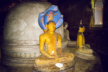Buddha statues in the temple of Dambulla Sri Lanka