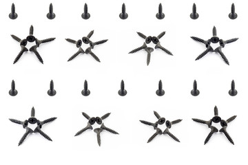 Background pattern five-pointed stars and lines of isolated screws