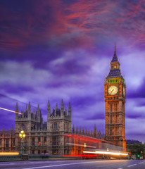 Fototapeta na wymiar Big Ben during colorful evening in London, England, UK