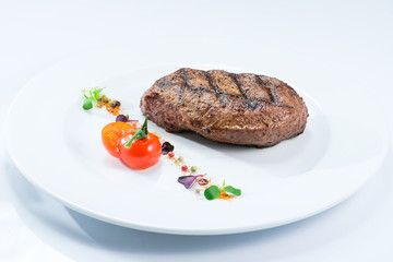 a steak from marble beef medium rare