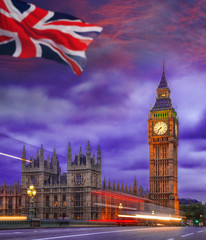 Obraz na płótnie Canvas Big Ben during colorful evening in London, England, UK